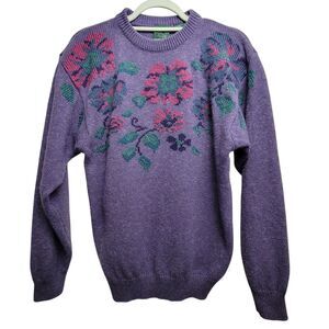 Northern Reflections Purple Floral Wool Cotton Nylon Blend Tapered Waist Size...